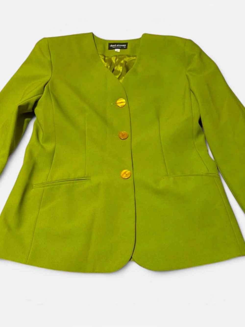Chad Stevens Vintage Chartreuse Blazer Size 10 Made in USA Gold Buttons